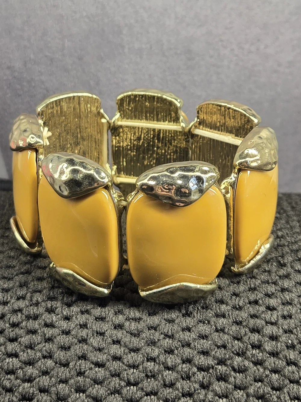 Statement Stretch Bracelet - Mustard Yellow Gold Hardware